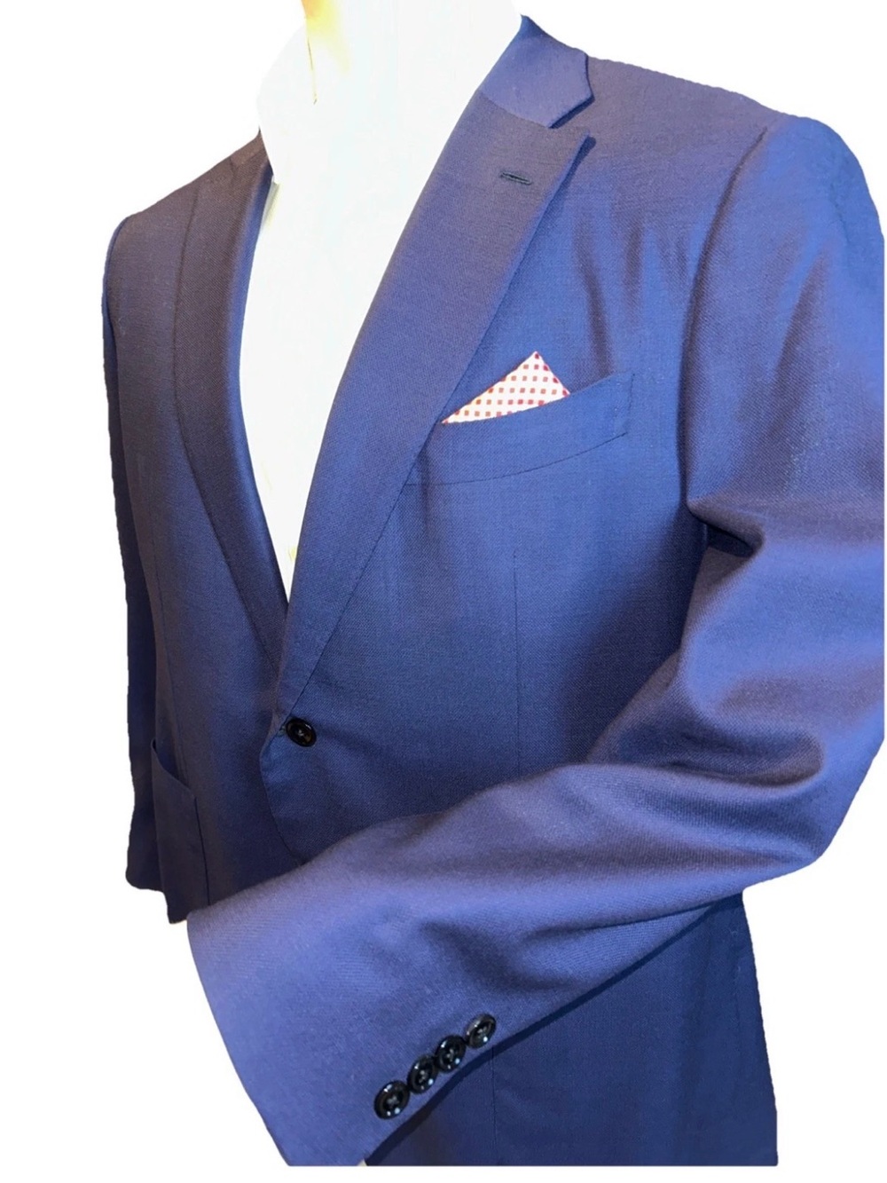 D'AVENZA Navy Blue Woven Lightweight 120s Sport Coat  Jacket 44 R Retail $3455